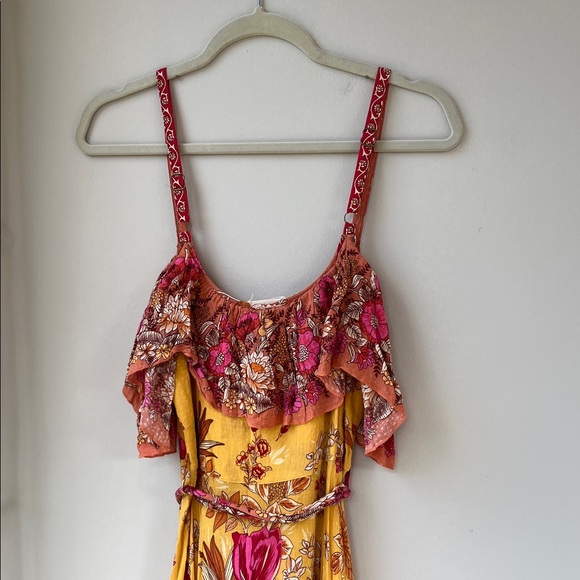 Spell & The Gypsy Siren Floral Ruffle Marigold Pink Slip Dress - Picture 10 of 12